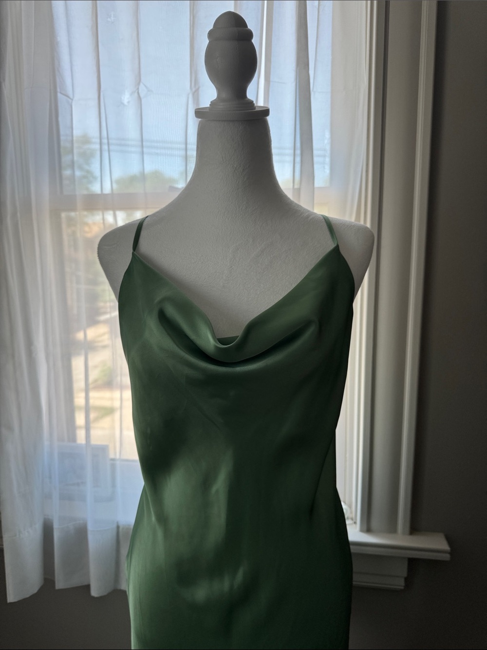 Forever 21 Satin Slip Dress in Sage Green